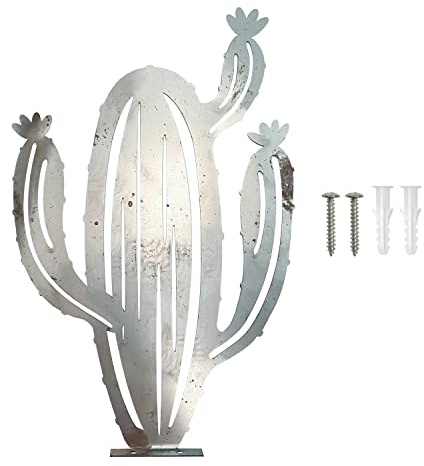 Reagia Cactus rouillé en métal, décoration murale en métal pour extérieur, jardin, prairie, clôture
