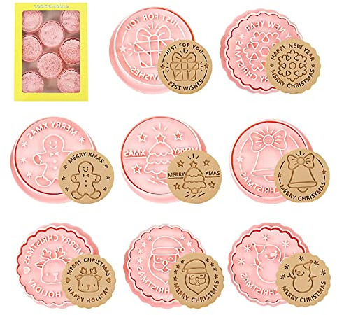 FENGCHUANG Weihnachten Ausstecher 8 Stück Weihnachten Keksausstecher Backset zum 3D Fondant Ausstechformen Keksausstecher Plastik für Kinder Cookie Cutter für Backen Form schokolade Tortendekorationen