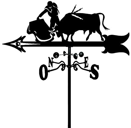 EICOFF Decoración Veleta, Veleta Silueta de Corrida de toros Veleta de Acero Inoxidable Veleta Indicador de dirección Estaca de jardín Decoración de Arte 3550CM para decoración de Soporte de Animal