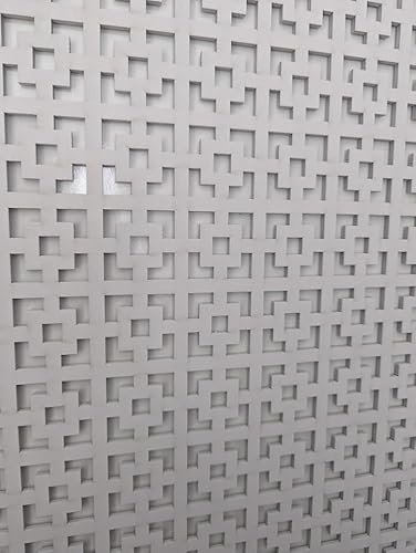 Laserkris Dekoratives Abschirmgitter für Heizkörper, perforiert, 4 mm dicke MDF-Platte (verschiedene Größen), KK1-Muster, 1200 x 300 mm, grundiert, Weiß
