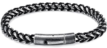 Dsnyu Armband Silber, Herrenarmbänder Titan Stahl Vintage-Hip-Hop Modeschmuck Accessoires für Ihn