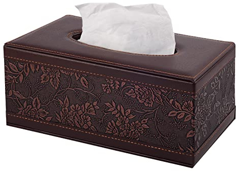 XNONE Taschentücher Box Rechteckig Vintage Kleenex Kosmetiktücher PU Leder Taschentücher Box Serviette Taschentuchspender Halter Magnetischer Boden für Kommode Badezimmer Autos Büro Dekor