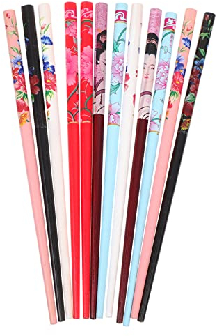 Gogogmee 12pcs Printed Hair Chopsticks Women Bamboo Hair Sticks Chinese Chopsticks for Flyaway Girl Accessories