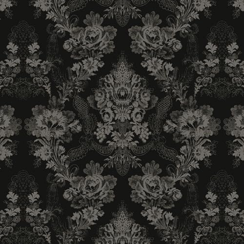 Fiula Selbstklebende Tapete Klebefolie Möbel 41CMx3M Möbelfolie Selbstklebend Barock Gothic Schwarz Weiß Abnehmbar Wohnzimmer Schlafzimmer Wasserdicht Peel and Stick Wallpaper