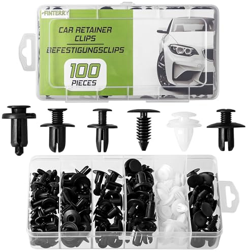 FINTERRY Befestigungsclips Auto zur Demontage, 100 Stück Karosserie Clips Kunststoff Spreiznieten für Autos - Zur Befestigung diverser Autoteile 6 Arten Türverkleidung Clips Nylon