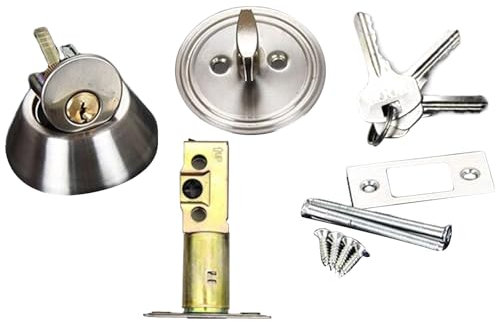Avejjbaey Maniglia rotonda per porta d'ingresso, maniglie anteriori con serratura e chiave, moderne serrature d'ingresso in acciaio inox,