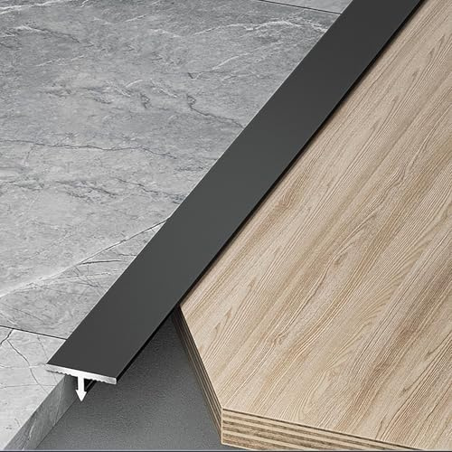Raouoae Übergangsprofil 3 Stück 100cm T-Profil Übergangsschiene Boden/Teppich Laminat Übergangsleiste Flach Ausgleichsprofil Nahtdeckprofil Für Verbinden Von Bodenspalten(Schwarz,Breite: 12mm)