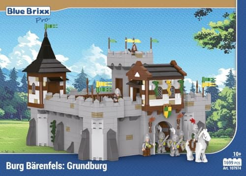 BlueBrixx Pro 107974 – Burg Bärenfels: Grundburg aus Klemmbausteinen mit 1699 Bauelementen. Kompatibel mit Anderen Klemmbausteinen. Lieferung in Originalverpackung.