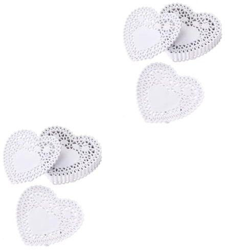 COLLBATH 2 Sets Basteldeckchen Herzform Papierdeckchen Hochzeitstischdekoration Kuchenspitze Papierdeckchen Für Lebensmittel Öl 250 Stück * 2