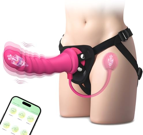 Strap On Dildo Vibrator Strap on Harness Adult Sex Toys for Women, with 10 Powerful Vibration App Remote Control & G Spot Clitoral Stimulation Adult Toy & Games for Female Couple and Lesbian Pleasure