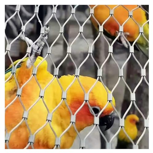 ZLRBN Papageien-Voliere Geländer und Edelstahl Netz, Vogel Seilnetz Aus Edelstahl 304 Wiederverwendbar Edelstahlnetz Absturzsicherung für Zaun, Garten, BAU und Tierschutzgitter(5x6ft(1.5 x1.9 m))