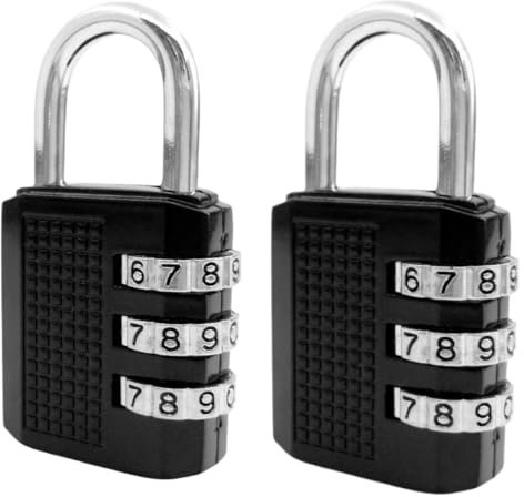 2 lucchetti a combinazione, lucchetti con codice a 3 cifre, resistenti alle intemperie, per esterni, per cortile, recinzione, cancello, capannone (14 x 20 mm, nero)