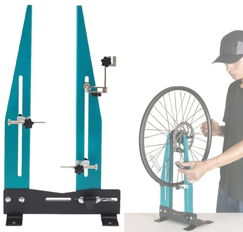 AXGCAA Zentrierständer für Fahrradräder, Professionelles Werkzeug zur Wartung von Fahrradfelgen, 3,74 bis 5,12 Zoll einstellbare Breite, Reparaturwerkzeug zur Fahrradradausrichtung, 360°-Drehung