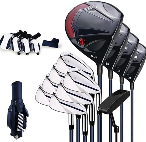 Set completo di mazze da golf per principianti, 12 pezzi, per destrorsi, con albero in carbonio, include legno, ferro, putter, sacca da golf per uomo e donna