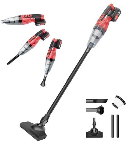 Jupitor Upgraded Car Vacuum Cleaner Cordless Handheld, 5500PA Efficient Suction, USB-C 2 in 1 Upright & Handheld Vacuum Cleaner, for Car & Hard Floors