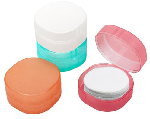 Klmnop Lot de 4 supports ronds de voyage en coton scellés pour démaquillant (vert, blanc, rose, orange)