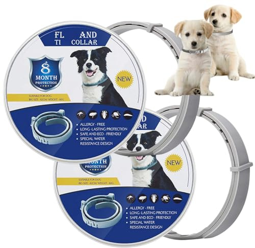 2pcs Dog Collar,Adjustable R/epellent Dog Collars,Waterproof Ti-ck Treatment Collar for Small Medium Large Dogs,R/epellant Collars 8-Month Long-Lasting Protection,Durable C/ollar for dogs