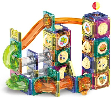 SCBOY Magnetiska byggklossar 90-delars Montessorileksaksset Magnetiska plattor Kulbana Magnetisk leksak för barn Flickor Pojkar Present