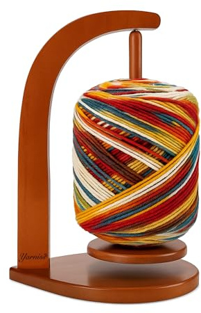 Yarniss Yarn Holder for Crocheting & Knitting, Large Wooden Yarn Spinner with Magnetic Rotating,Crochet Gift for Women,Brown