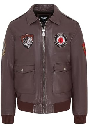 Infinity Leather Chaqueta Bomber de Cuero Vintage Para Hombre, Estilo Aviador G-1, con Insignia Chaqueta de Vuelo de Auténtica Piel de Cordero con Puños Acanalados, Forro de Algodón