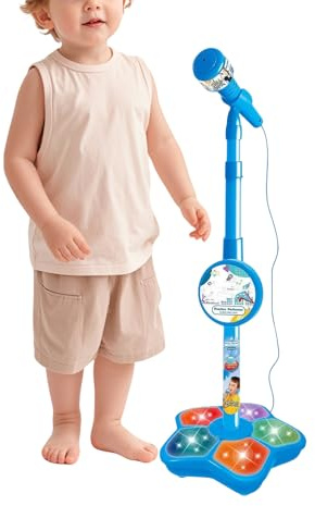 kivrimlarv Kids Microphones for Singing | Portable LED Lights Speaker Toy,with Stand, Toy Microphone for Kids | for Christmas Birthday Podcast Recording Singing Party Teen Streaming Studio