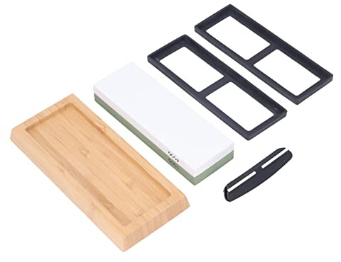 MasYosh Ensemble de Pierres à Aiguiser les Couteaux, Kit D'affûtage avec Base Antidérapante et Guide D'angle pour Couteaux de Cuisine, Couteaux Japonais, Couteaux de Chasse