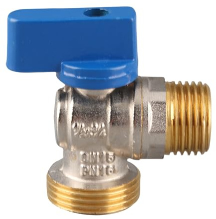Valvola di arresto ad angolo in ottone con filettatura maschio G 1/2 pollici DN 15 e filettatura maschio G 3/4 pollici DN 20 - Design a sfera a un quarto di giro per lavelli
