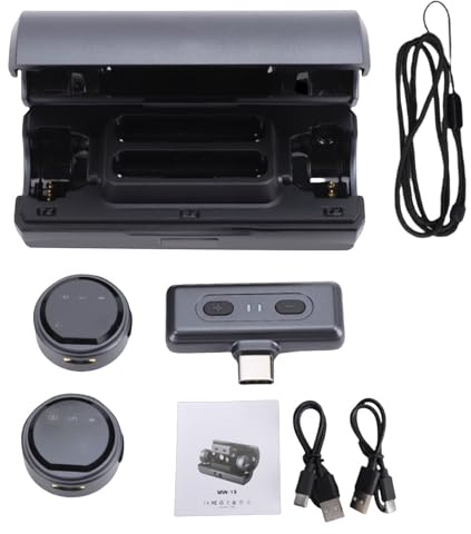 Jectse Microfono Lavalier Wireless, Microfono da Bavero con Cancellazione del Rumore con per Streaming Live, Registrazione di Brevi Video, Funzione Riverbero, qualità del Suono