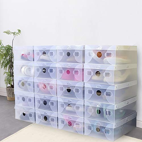PBTERDTF Schuhboxen 20 Stück Schuhboxen Stapelbar Transparent Schuhorganizer PP Schuhbox mit Runde Belüftungslöchern für den Schrank Platzsparende Sneaker-Behälter (20 Stück-Runde 2)