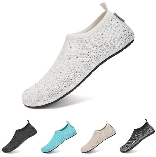 Water Beach Swim Shoes for Women Men Lightweight Non-Slip Barefoot Aqua Shoe Quick Dry Breathable Swim Sea Shoes for Surfing Running Driving Pool Yoga