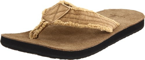 Sanuk Mens Fraid Not | Flip Flops for Men | Mens Sandals | Beach Sandals | Supportive & Lightweight | Comfort Footbed, Khaki, 12