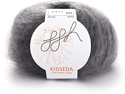 ggh Kidseda - Mohairwolle & Seide - 25g Wolle zum Stricken - leichte & hochwertige Wolle mit Farbverlauf - Farbe 204 - Graumeliert