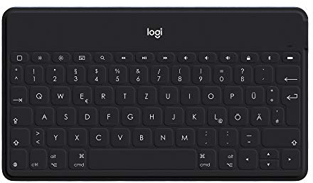 Logitech Keys-to-Go Kabellose Tablet-Tastatur, Bluetooth, iOS-Sondertasten, Ultraleicht & Geräuschlos, 3-Monate Akkulaufzeit, Fürs Tablet und Smartphone, Skandinavisches Layout - Schwarz