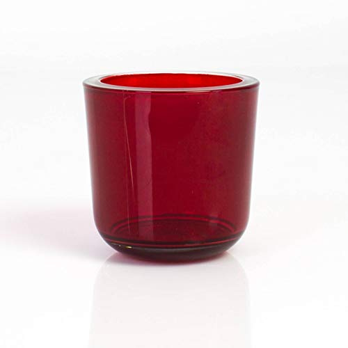 INNA-Glas Kleines Teelichtglas Nick, rot-transparent, 8cm, Ø 8cm | Teelichthalter - Kerzenglas