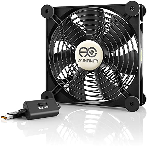 AC Infinity MULTIFAN S4, tyst 140 mm USB-fläkt, UL-certifierad för mottagare DVR Playstation Xbox datorskåp kylning