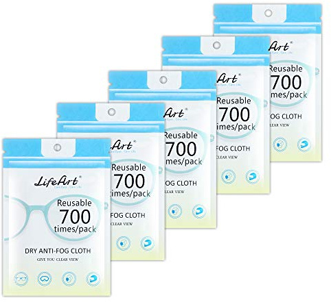 LifeArt 5 Pack Anti-Fog Wipe, Eyeglasses Cleaning Cloths, Cleaning Wipe for Eyeglasses, Tablets, Screens, Lens Wipe for Camera Lenses