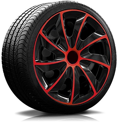 14 Zoll RKK02 Multi-Color Line (Schwarz-Rot) Radkappen/Radzierblenden 4 Stück