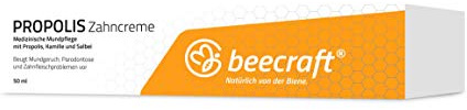 beecraft® Propolis Zahncreme 50ml | Medizinische Mundpflege mit Kamille & Salbei | Ohne Fluorid | Beugt Mundgeruch, Parandontose und Zahnfleischproblemen vor | Vegetarisch & Laktosefrei