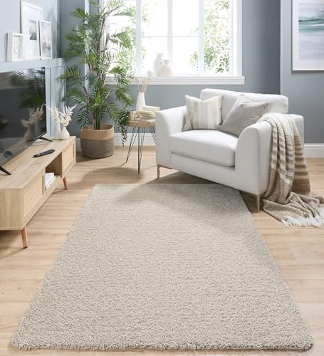 Lord of Rugs Washable Non-Slip Rug Shaggy Rug Floor Mat for Hallways Kitchen Bathroom Living Room Bedside Bedroom Nursery Kids Playroom Soft Plain Carpet Rectangle Rug Stone Small 80x120 cm (2'8x4')