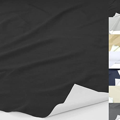 TOLKO Sonnenschutz Verdunkelungsstoff mit Thermo-Beschichtung | 100% Lichtdichter Stoff | Gardine Verdunkelungsvorhang Verdunklungsrollo Fensterfolie | Stoffe zum Nähen Meterware (Schwarz)