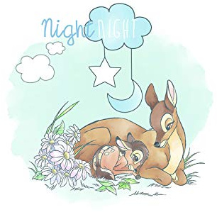 Disney Wandbild von Komar | Bambi Good Night | Kinderzimmer, Babyzimmer, Dekoration, Kunstdruck | Größe 40x50cm (Breite x Höhe) | ohne Rahmen | WB012-40x50, bunt, 40 x 50 cm