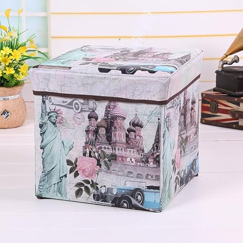 RHP Sitzhocker mit Stauraum hocker Sitzwürfel - Sitzbox Faltbarer Würfel mit Aufbewahrung braun 30 x 30 x 30cm (Vintage)