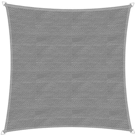 Windhager Sonnensegel Capri Quadrat 5 x 5 m (gleichschenkelig), Sonnenschutz für Garten & Terrasse, UV- und witterungsbeständig, grau