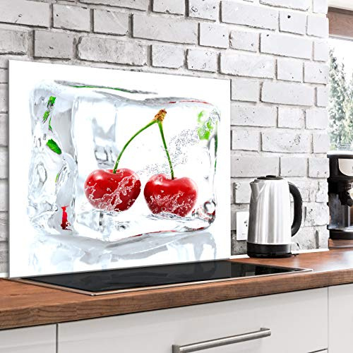 murando - Pannello Paraschizzi Cucina in Vetro Temperato Ciliegie Pop Art. 80x60 cm - Protettivo Paraspruzzi Parete Cucina e Decorativo - Protezione Schienale - Facile da Pulire - i-A-0159-aq-e