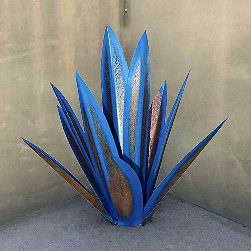 YIWOYI Tequila Agave-Pflanze, rustikale Skulptur, Eisen, dekorative Agave-Pflanze, Garten, Terrasse, Dekoration, Statue, Figuren (dunkelblau, 65 cm)