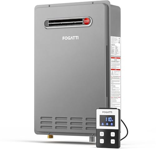 FOGATTI Natural Gas Tankless Water Heater Outdoor - Max 8.1 GPM 180,000 BTU, CSA Certified Compact Design On Demand Instant Hot Water Heater - Instagas Comfort 180S Series