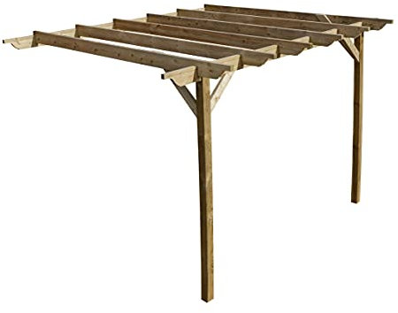 Wooden Garden Lean-to Pergola Kit - Sculpted Design Wall-Mounted Shade Gazebo (1.8m x 2.4m, Light Green (natural))