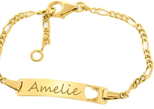 Taufarmband ID Armband aus 925 Silber mit hochwertiger Gravur Namensarmband Baby Kind