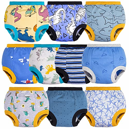 BIG ELEPHANT Pantaloni da Allenamento vasino per Bambini - 100% Cotone Mutande Unisex per pipì per Bambini Confezione da 10, 2 Anni