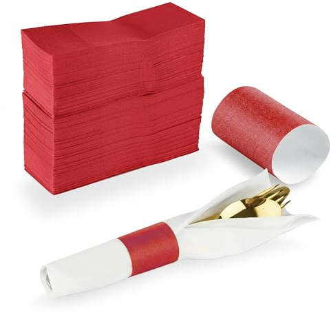 MT Products Red Self-Adhering Bond Paper Napkin Band 1.5 x 4.25 - Pack of 750